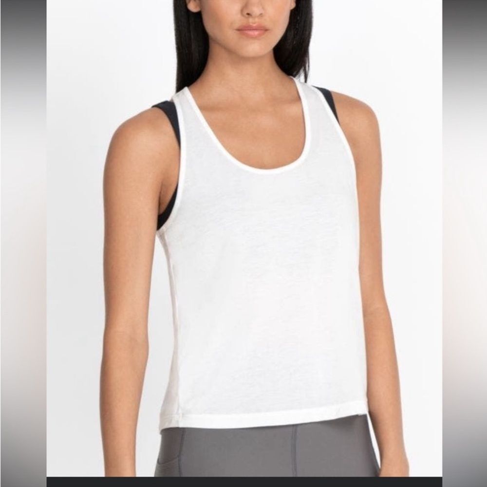 Johnny Was Calme Effect Racerback Tank In White - Picture 3 of 4